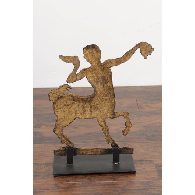 French 1900s Painted Iron Mythological Centaur Sculpture Mounted on Custom Base For Sale In Atlanta - Image 6 of 7