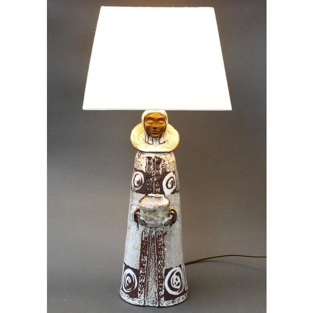 French vintage ceramic table lamp by albert thiry (circa 1970s). Not one of his usual subjects or motifs, ceramicist thiry...