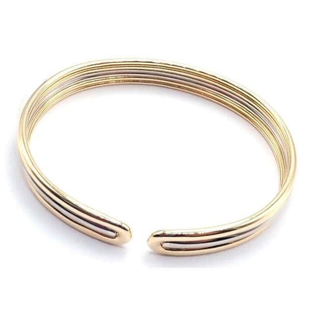 1980s Van Cleef & Arpels Yellow & White Gold Cuff Bangle Bracelet For Sale - Image 9 of 12