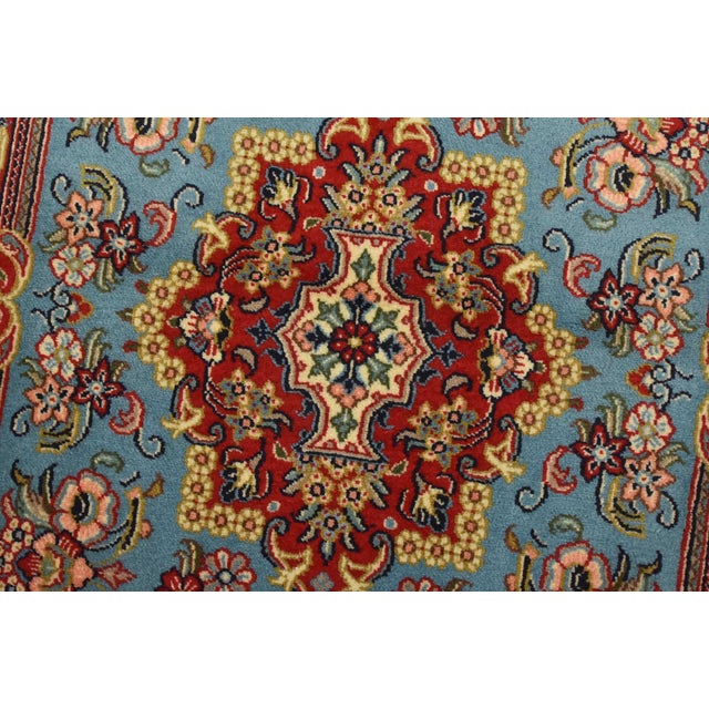 2000 - 2009 Qom Rug 2’7” X 4’2” Blue Wool Vintage Traditional Hand-Knotted Carpet For Sale - Image 5 of 10