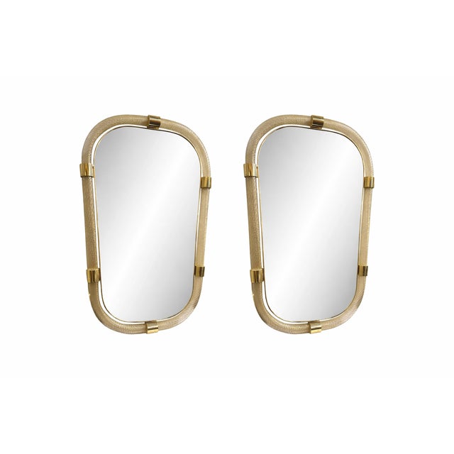 Pair of Italian Murano Glass Wall Mirrors in Gold Leaf “Torciglione” Venetian Design For Sale - Image 12 of 12