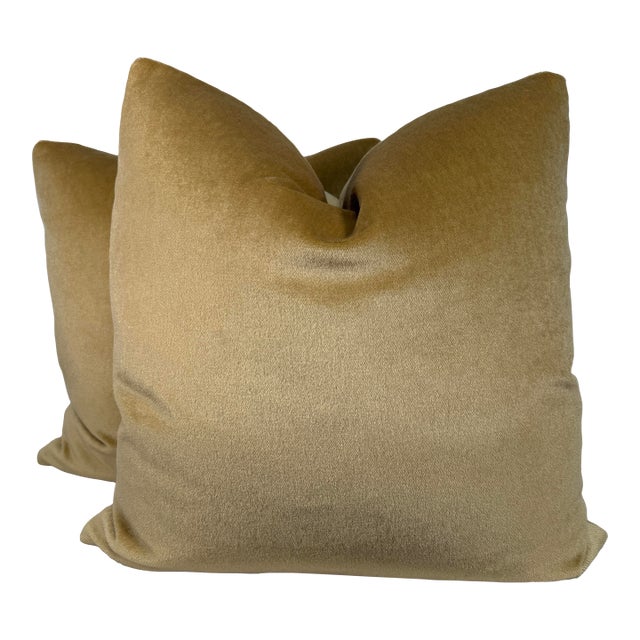 Brunschwig & Fils "Autun Mohair" in Lichen 22" Pillows-a Pair For Sale