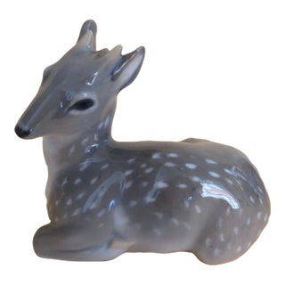 Vintage MCM Royal Copenhagen Denmark Porcelain Lying Deer Figurine - For Sale