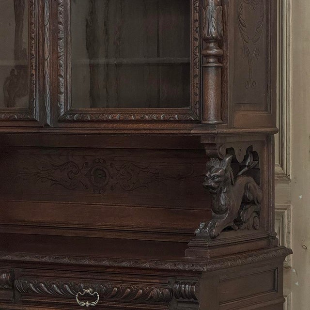 19th Century French Oak Hunt Bookcase ~ Display Cabinet For Sale - Image 11 of 18