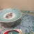 Vintage French Style Turquoise Porcelain Pedestal Dish With Floral Medallion and Gilt Rim For Sale - Image 4 of 7