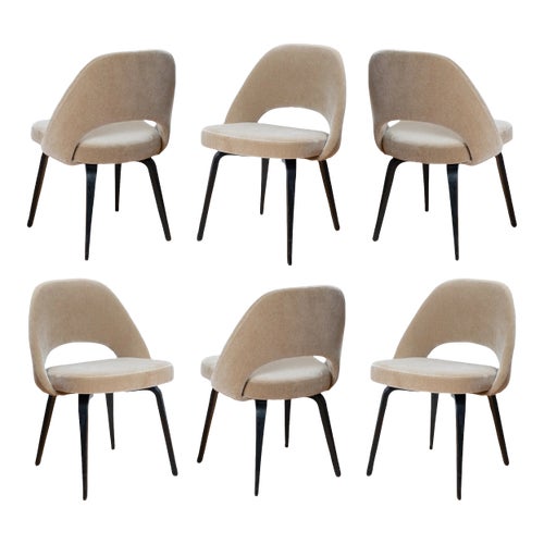 Saarinen Executive Armless Chair in Mohair Ebonized Walnut by