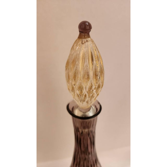 Art Deco Early 20th Century Murano Style Amethyst and Gold Decanter For Sale - Image 3 of 9