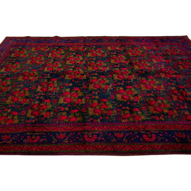 1960s 1960s Vintage Persian Bidjar Handmade All-Over Navy Blue Wool Rug For Sale - Image 5 of 7