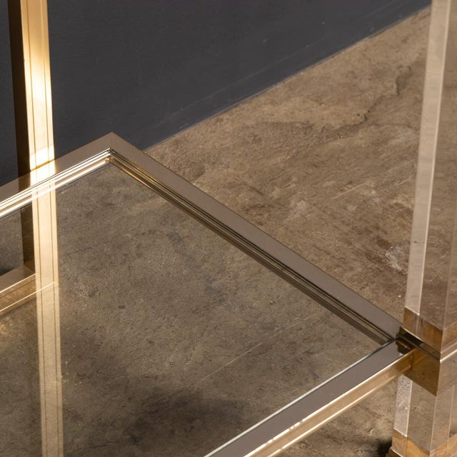 French Brass and Acrylic Glass Console Table by Pierre Vandel, 1970 For Sale - Image 14 of 15