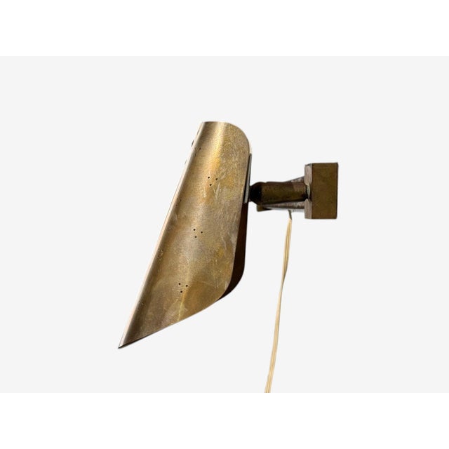 Brass Paavo Tynell Style, Large Double Wall Sconce, Pierced Brass, Finland, 1950s For Sale - Image 8 of 12