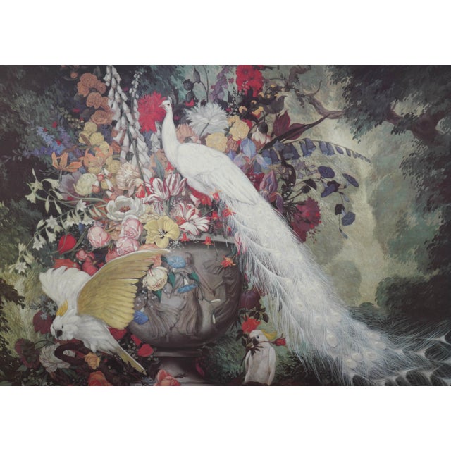 1960s Large Oil on Canvas Peacock Painting - Artist Signed For Sale - Image 5 of 12