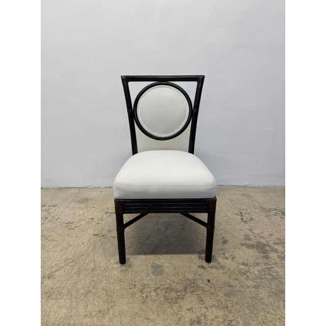 1980s McGuire Brown Leather Wrapped Bamboo Dining Chairs - Set of Six For Sale - Image 5 of 18