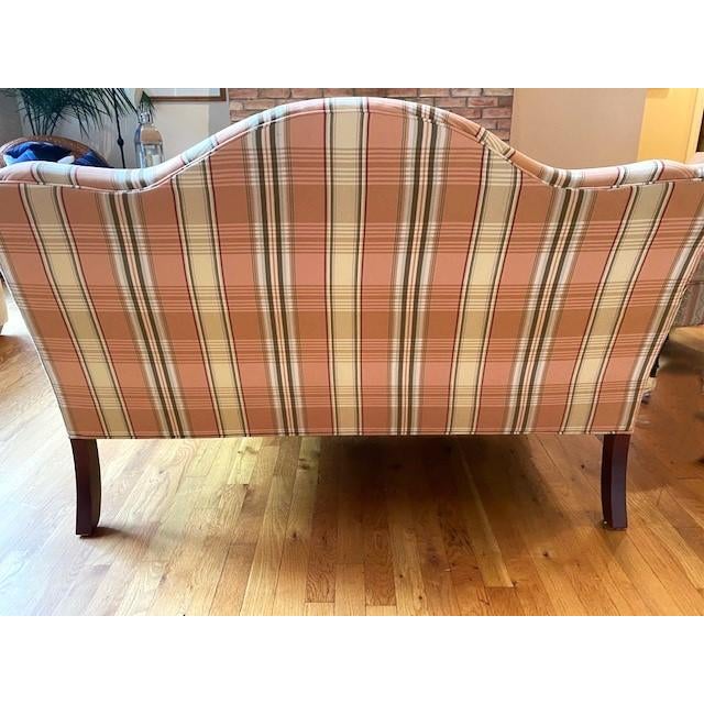 Upholstered Pink Plaid Settee Chairish