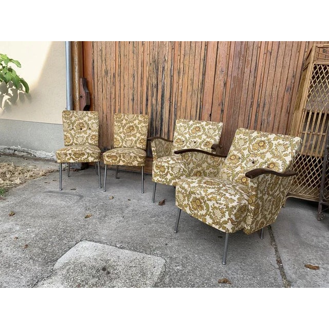 Metal Bauhaus Style Steel and Wood Club Chairs, 1940s, Set of 4 For Sale - Image 7 of 7