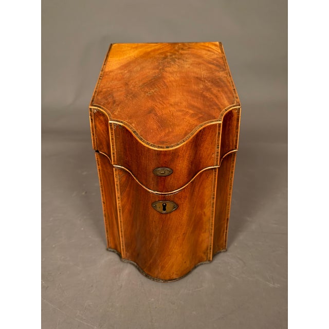 18th Century English Mahogany Knife or Cutlery Box With Satinwood, Rosewood & Silver Inlay, Circa 1780 For Sale - Image 13 of 15