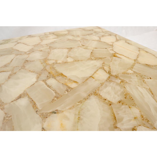 Gemstone Late 20th Century Onyx and Resin Square Cube Shape Mid-Century Modern Coffee Table on Wheels MINT! For Sale - Image 7 of 8