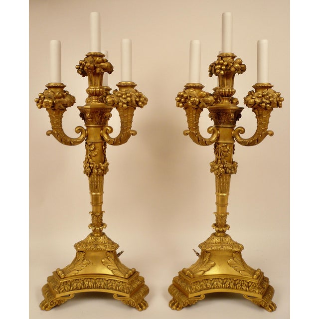 Pair Gilt Bronze Neo-Classical Candelabra Lamps Signed E. F, Caldwell For Sale In Pittsburgh - Image 6 of 12