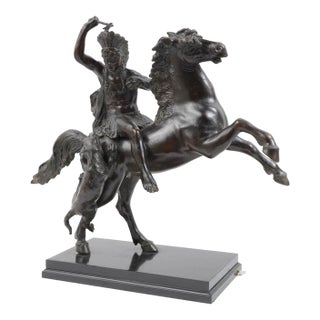 Bronze Sculpture of american Indian Fighting Off Mountain Lion For Sale