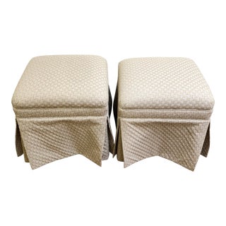 Skirted Charles Stewart Ottomans - a Pair For Sale