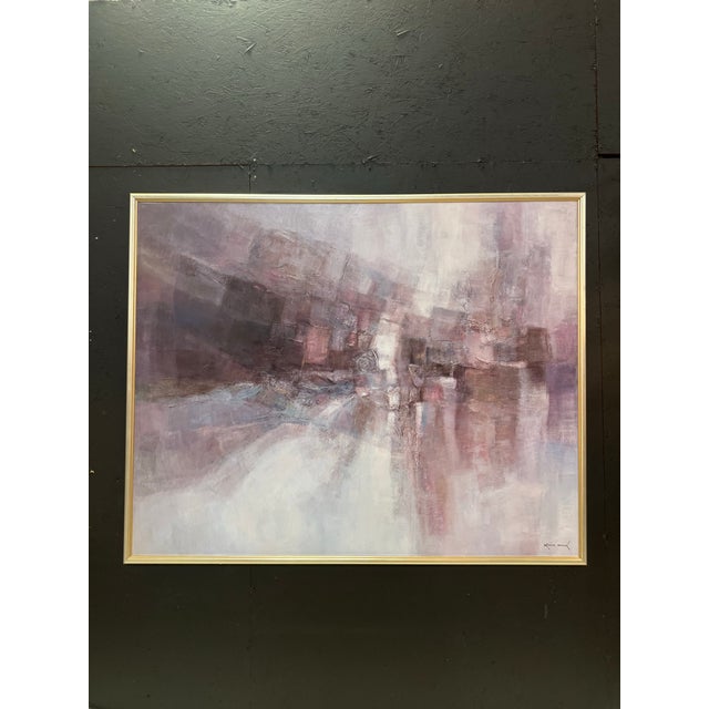 Mid Century Abstract Oil Painting on Canvas Signed by Irvin Wood For Sale - Image 12 of 12