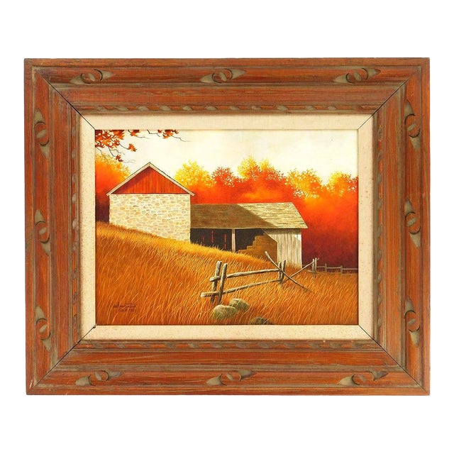 1980s Original Signed Sid Mountain 'October' Oil Painting, Framed For Sale
