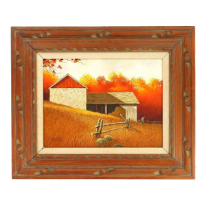 1980s Original Signed Sid Mountain 'October' Oil Painting, Framed
