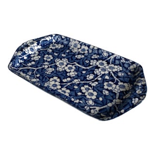 Vintage Booths "Real Old Willow" Blue & White English Ironstone Rectangular Serving Dish For Sale