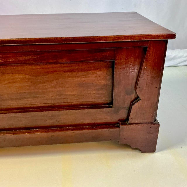 Early 20th Century Early 20th C Antique Folk Art Mission Walnut Storage Blanket Chest, Hand Crafted. For Sale - Image 5 of 15