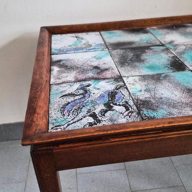 1940s Vintage Scandinavian Side Table in Teak and Ceramic by Frits Henningsen, 1940 For Sale - Image 5 of 15