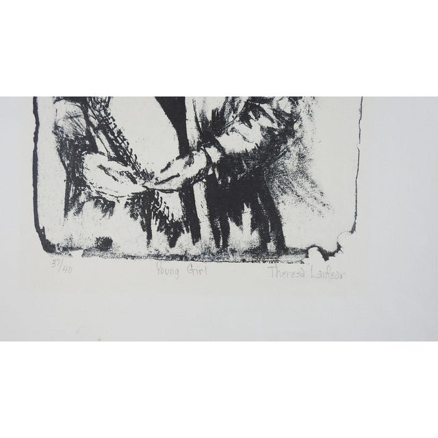 Late 20th century lithograph on paper. Signed Theresa Lanfear, titled Young Girl and numbered 37/40 in pencil along lower...