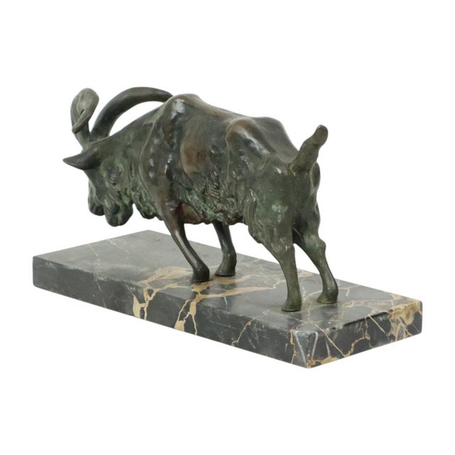 Antique Goat Sculpture in Bronze and Marble, 1920s For Sale - Image 11 of 18