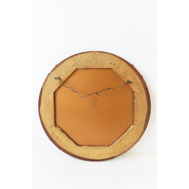 Art Deco Pink Rose Glass Round Wall Mirror, Circa 1940s For Sale - Image 11 of 12