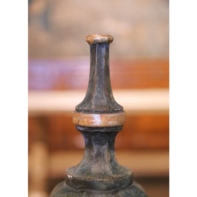 Pair of Mid-Century Italian Painted Wood Architectural Altar Finials For Sale - Image 4 of 9