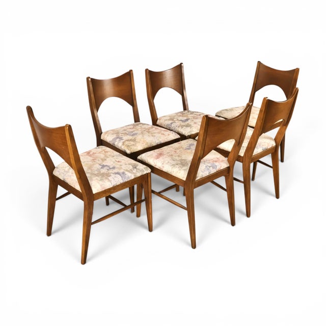 Mid-Century Modern Broyhill Saga Vintage Mid Century Modern Set of 6 Dining Chairs C. 1960s For Sale - Image 3 of 6