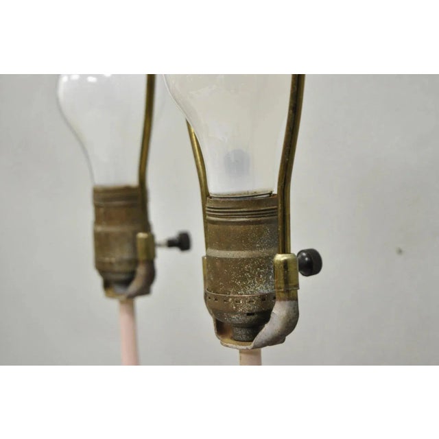 Antique French Renaissance Figural Spelter Metal Figural Cherub Table Lamps Pair For Sale - Image 9 of 12