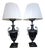 20th Century Art Deco Black Painted Metal Lamps with Chrome Handle, 1920, Set of 2 For Sale