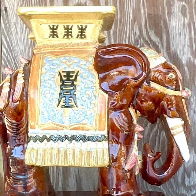 Vintage Asian Glazed Ceramic Elephant Garden Stool For Sale - Image 11 of 14