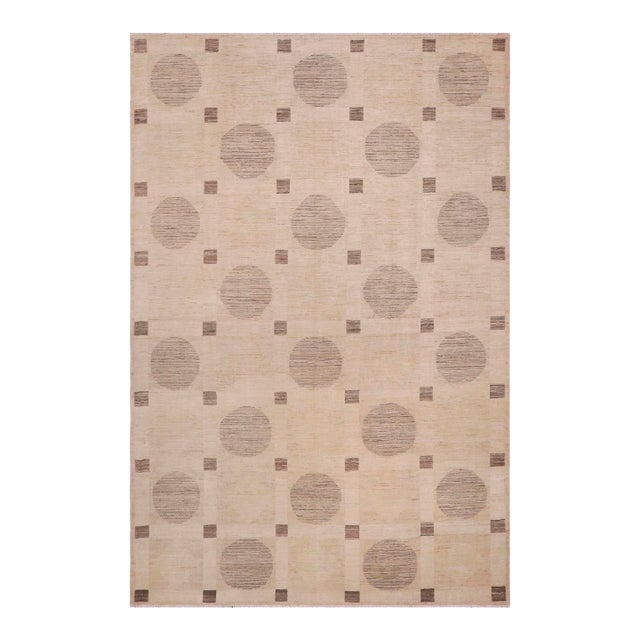 Boho Chic Gabbeh Tan/Green Wool Rug - 9'9'' X 14'0'' For Sale