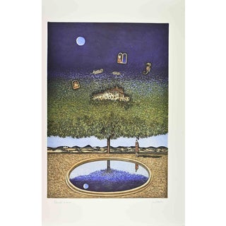 Franco Fortunato, Dreamlike Landscape with Tree, 1990s, Etching For Sale
