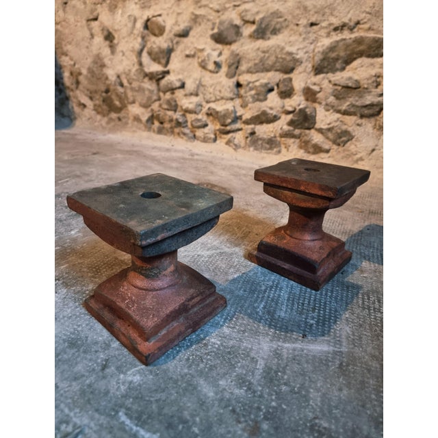 This pair of antique cast-iron architectural bases originates from France and dates from the late 19th to early 20th...