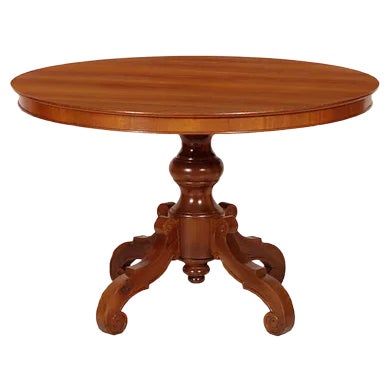 20th-Century Baroque Round Walnut Veneer Table For Sale