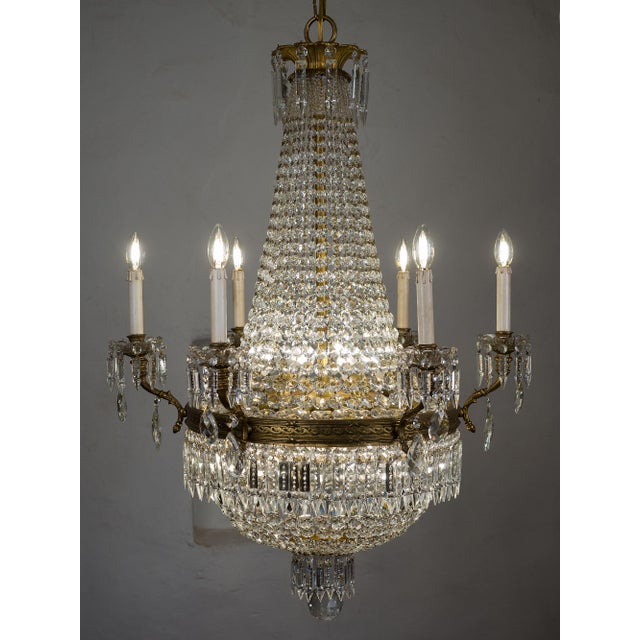 Goldenrod Large Italian Beaded Crystal Basket Chandelier, 1920s For Sale - Image 8 of 17