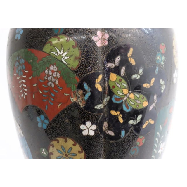 Black 19th Century Japanese Cloisonne Vase For Sale - Image 8 of 10