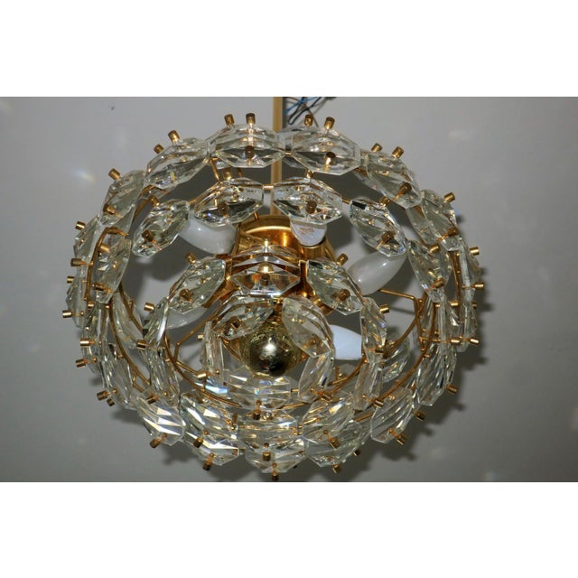 Mid-Century Modern Gold-Plated Brass and Faceted Glass Chandelier from Kinkeldey, 1960s For Sale - Image 3 of 12