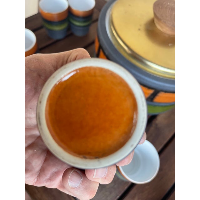 Dümler & Breiden Mid20 th Century Brutalist German Pottery WGP Punch Bowl and Cups - 10pcs For Sale - Image 4 of 7