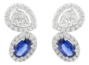 Blue Sapphire & Diamond Statement Earrings, a Pair