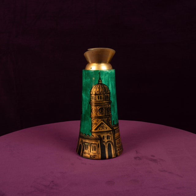 Model 968D Thermos in Hand-Decorated Green Goatskin Parchment by Aldo Tura, Italy, 1960s For Sale - Image 13 of 18