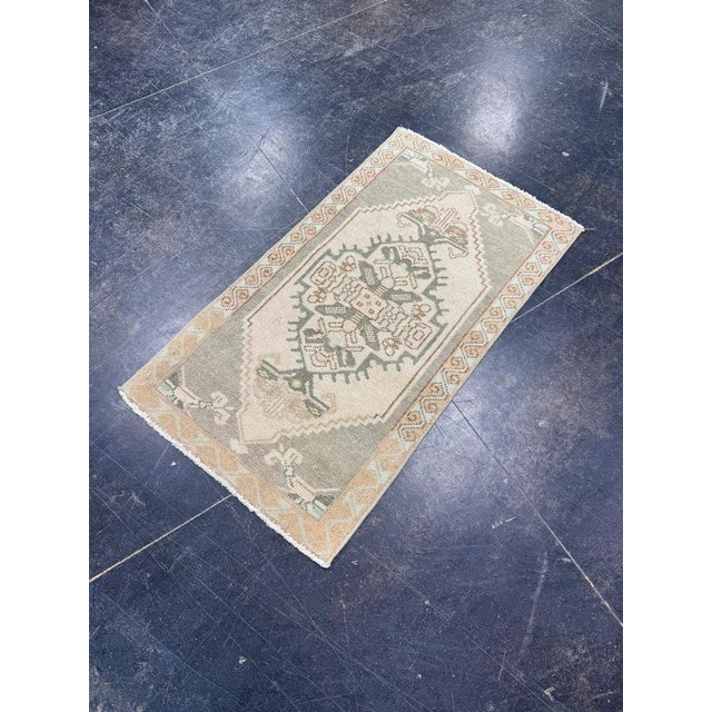 Textile Turkish Mini Rug Oriental Hand Knotted Vintage Rug 1'6" x 3' #17751 For Sale - Image 7 of 8