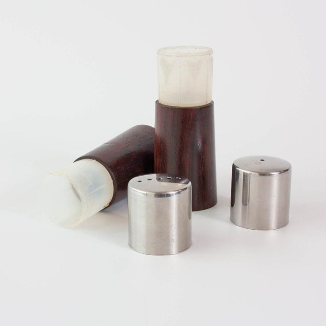 Vintage Danish Wood and Chrome Salt and Pepper Shakers, 1960s, Set of 2 For Sale - Image 11 of 12