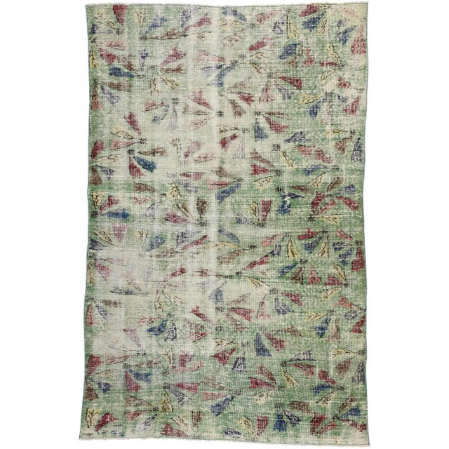 Vintage Zeki Muren Distressed Turkish Sivas Rug - 5′8″ × 8′9″ For Sale - Image 9 of 10